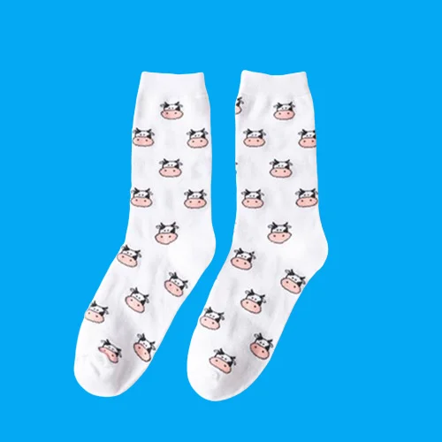 5/10 Paar Herbst und Winter Kuh Muster gefleckte Mode Socken süße Cartoon Frauen Baumwoll socken reine Farbe Baumwoll socken