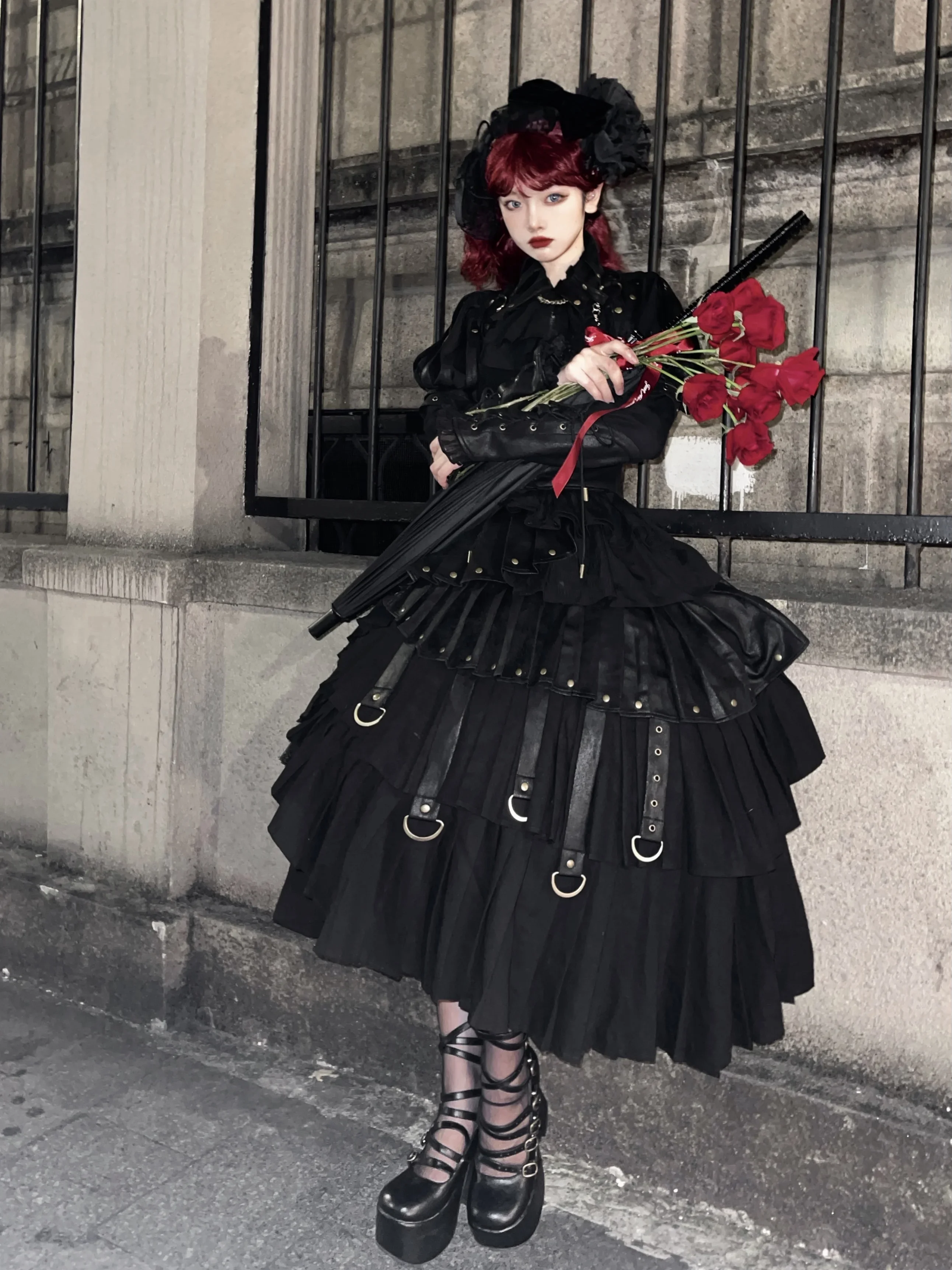 

2025 Black Fog Beloved Person- Gothic Shirt SK Black Gorgeous Bustier JSK Dress by Fox Trot