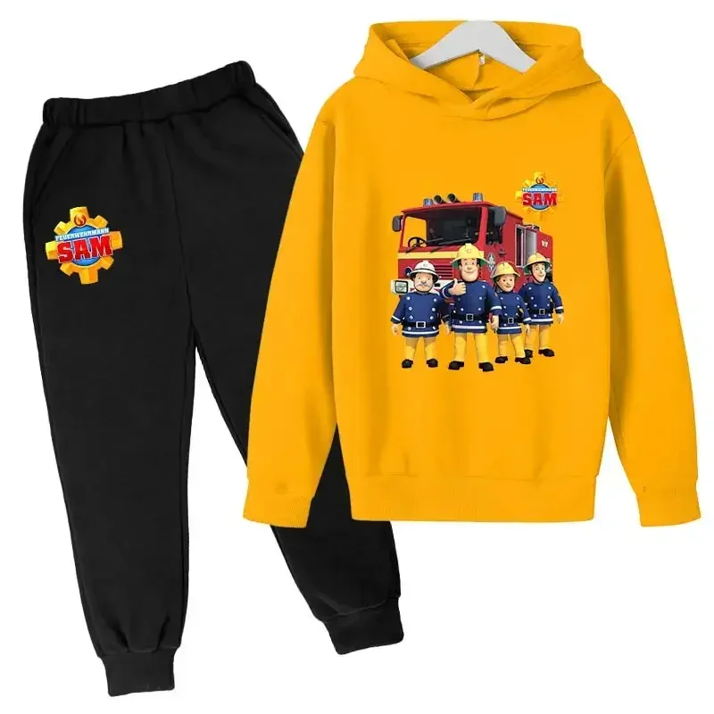 Funny Hoodie Kids Suit Baby Girls Boys Great Casual Hoodies Pants 2Pcs Sets Children Cartoon Fireman Sam Printed Kids Clothes