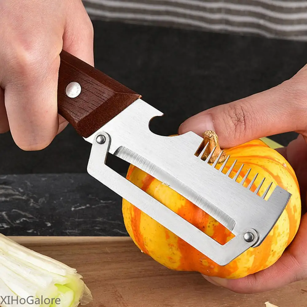 Ergonomic 2 In 1 Wood Handle Paring Knife And Vegetable Peeler Stainless Steel Sharp For Fruit Potato Easy Peeling Tool