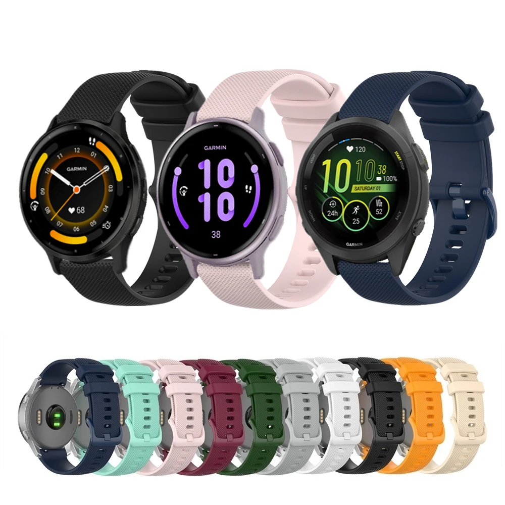 Pulseira de silicone original para Garmin, acessórios de relógio, pulseira impermeável para Garmin Vivoactive 5, 4, 4S, Forerunner 265S, 255S, 255S