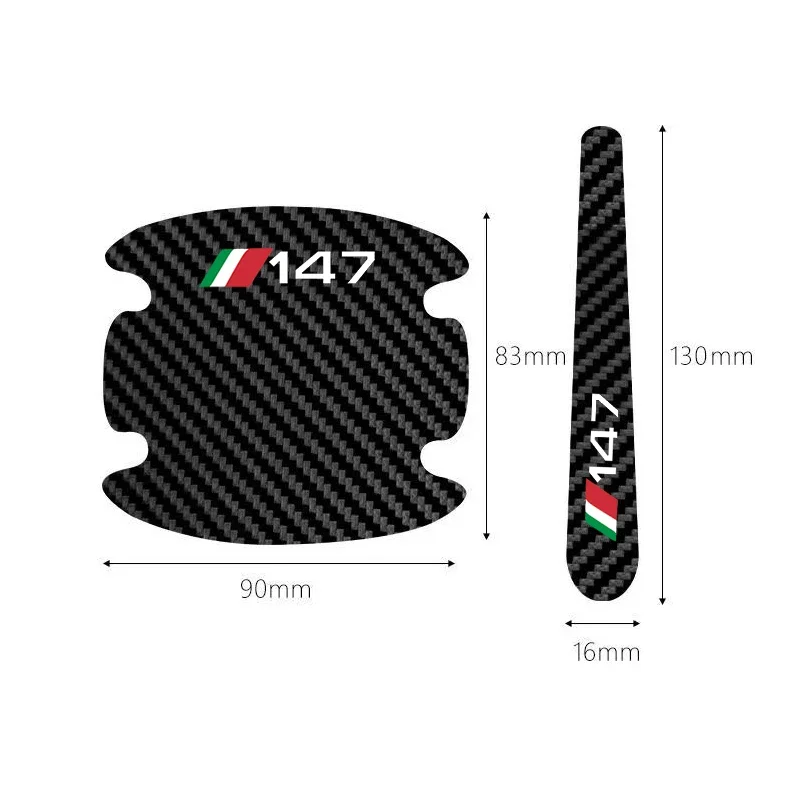 Carbon Fiber Car Door Bowl Handle Stickers Anti-Scratch Protector Film Decal Badge for Alfa Romeo 147 Logo Auto Accessories