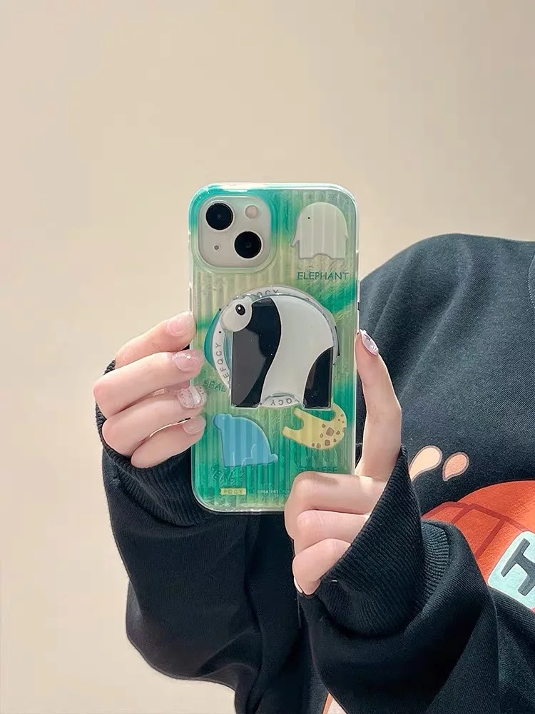 

Cute Fun graffiti Panda magnetic stand For iphone 15 14 13 12 pro max Cartoon All inclusive Fall proof protective case