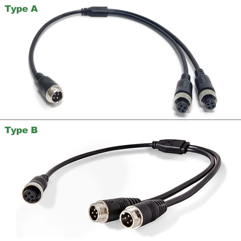 GreenYi M12 4Pin Aviation Head Male Female to 2 Ways Extension Split Cable Adapter for CCTV Camera Connector Split Signal To Two