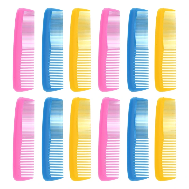 

12 Pieces Colorful Hair Combs Set For Kids Women Men Colorful Plastic Fine Dressing Comb (Pink, Yellow, Blue)-AT35
