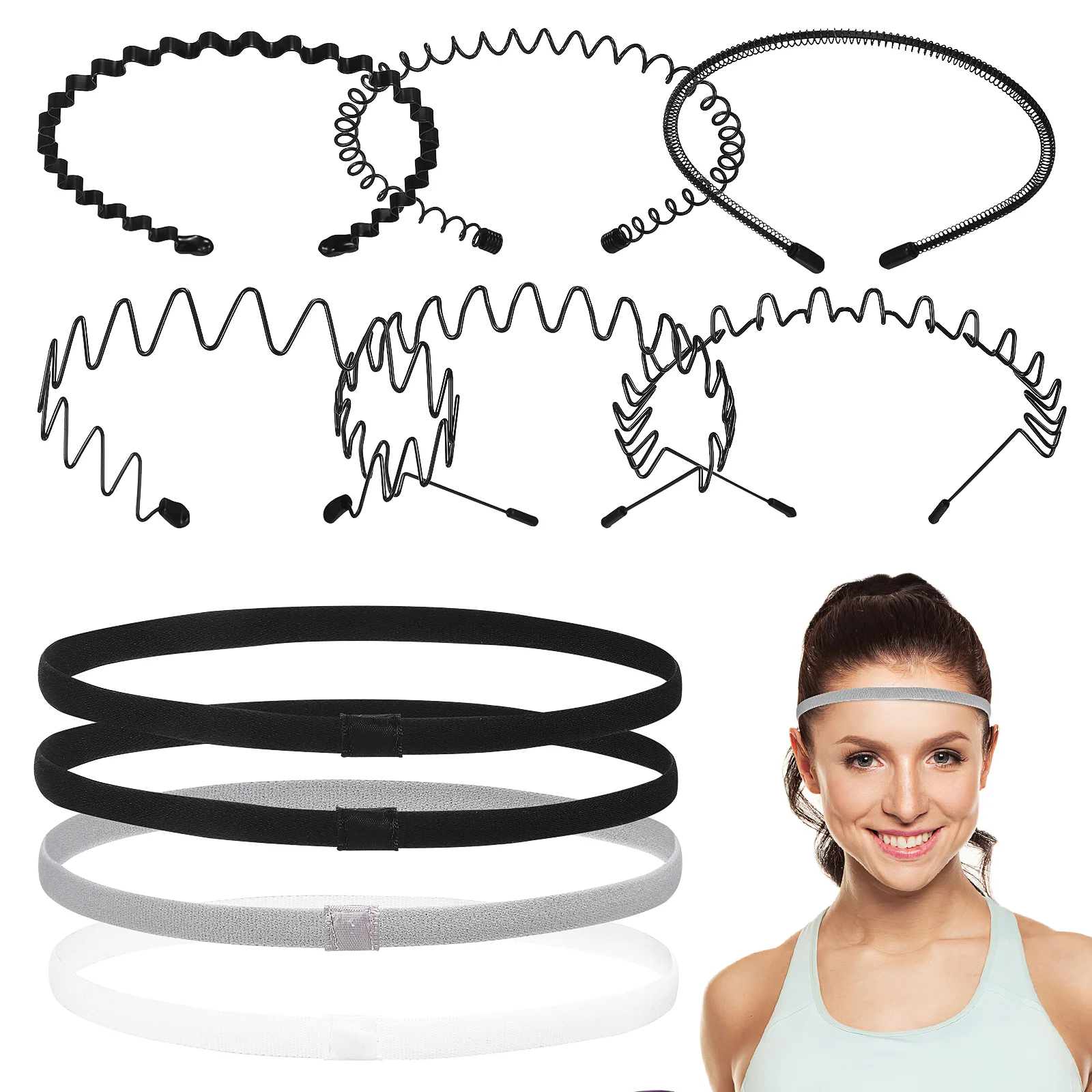 

10 Pcs Sprung Hair Band for Man Sports Headbands Men Athletic Wave Wavy Spring Elastic Metal Hairband Women Boys