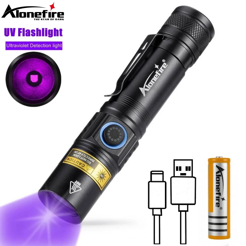 365nm 5w Ultraviolet Black light Type-C Usb Rechargeable UV Flashlight Leakage Ore Money Dog Cat Urine Tinea Marker Detect Torch