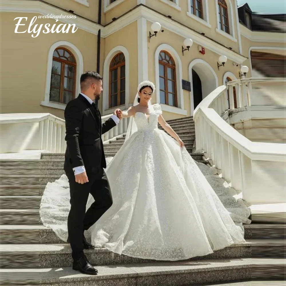 Customized Gorgeous Princess Wedding Dresses Ball Gown Sweetheart  Ivory WhiteLace Bride Gowns Vestidos