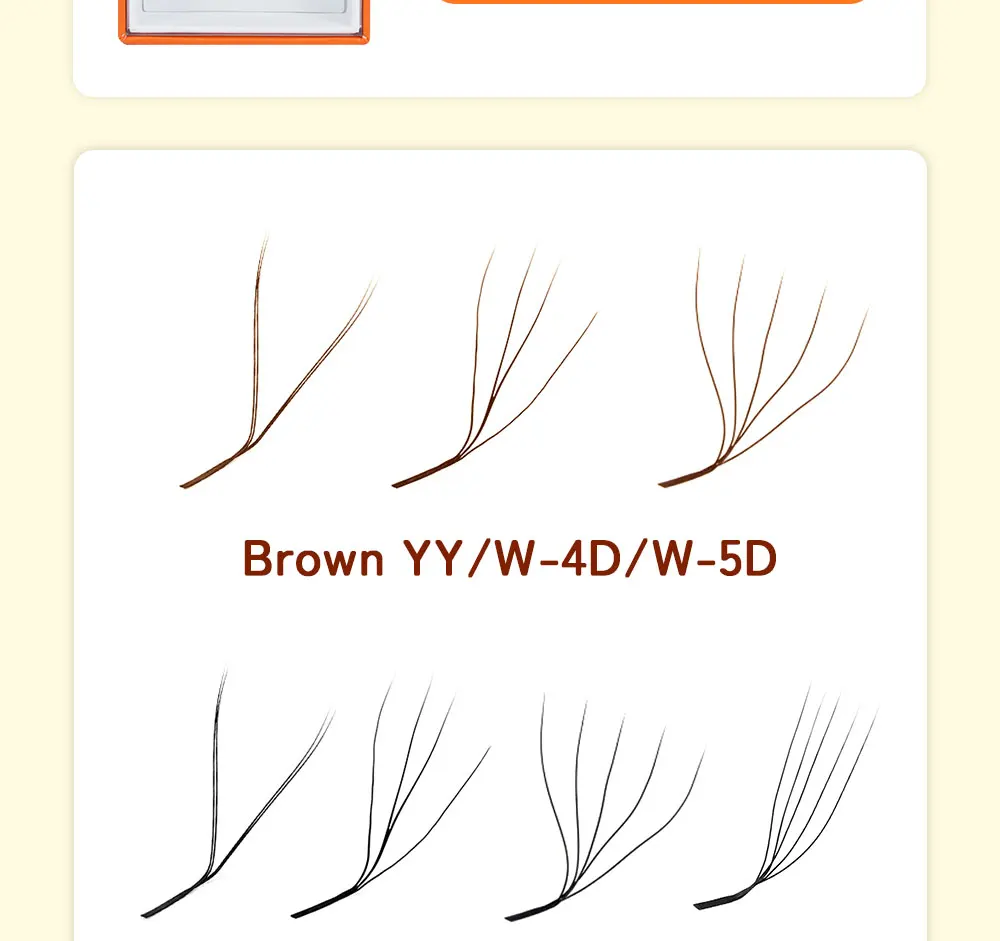 LUKATME 4D 5D YY Wimpernverlängerungen M-Curl Foxy Eyelash Faux Mink Schwarz/Braun YY 4D 5D W U Falsche Wimpern für Verführerische Augen – Detail 3