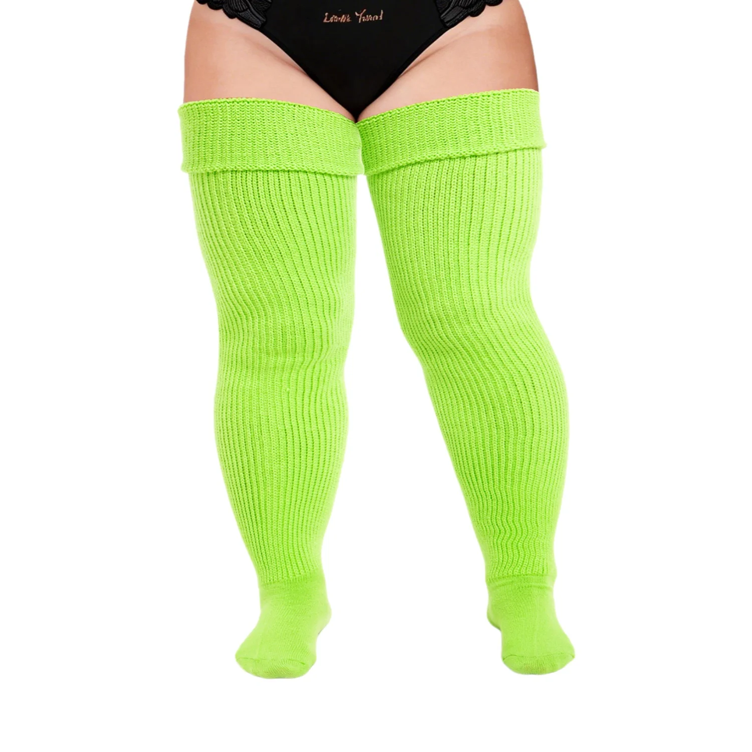 Damen-Kollektion: Farbige, dicke, oberschenkelhohe Socken in Übergröße für große Mädchen – Beinwärmer aus Acrylgarn, dehnbar, einfarbig, lange Strümpfe – Detail 5