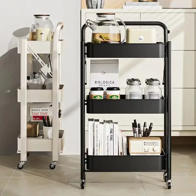 Small Cart Storage Rack Kitchen Trolleys Floor To Ceiling Bedroom Multi-level Snacks Shelf Mobile Bathroom Storage Racks