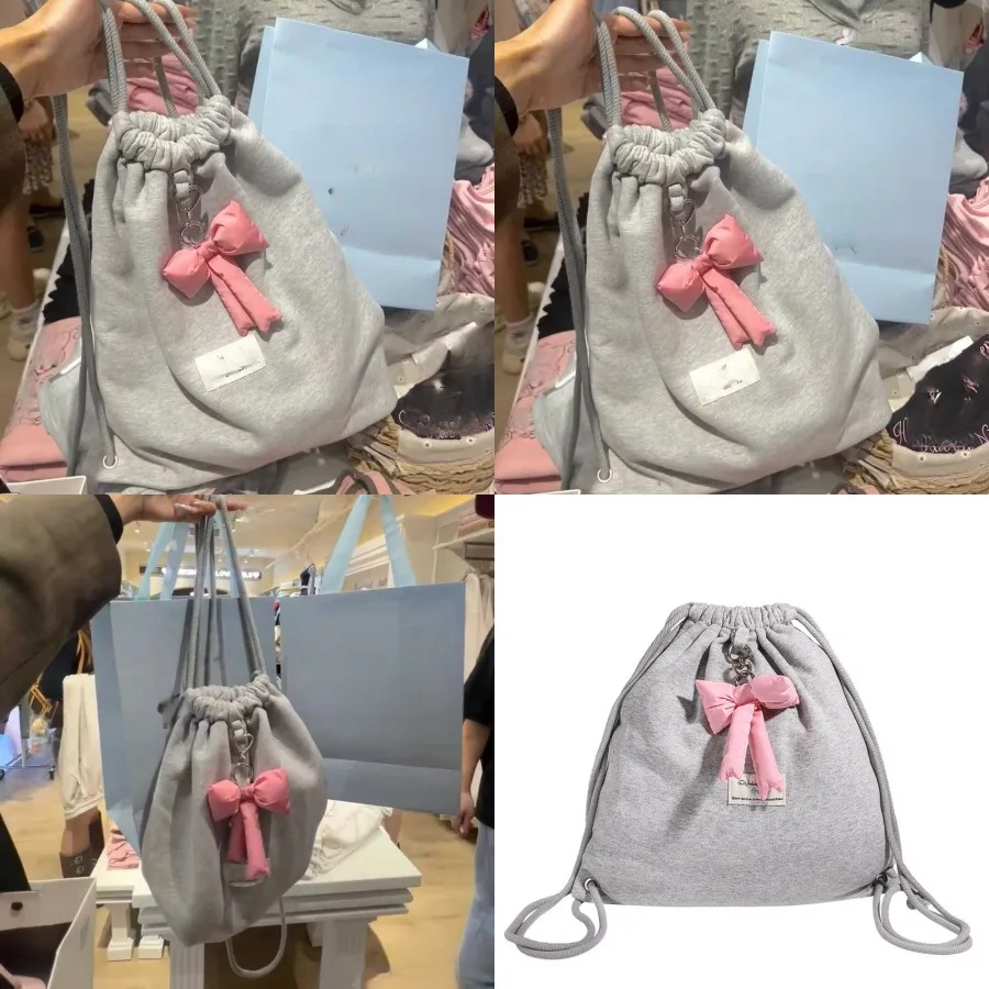 

【New style】Bow tie drawstring casual backpack girls 'spring and summer simple casual niche backpack Korean all-matching sports