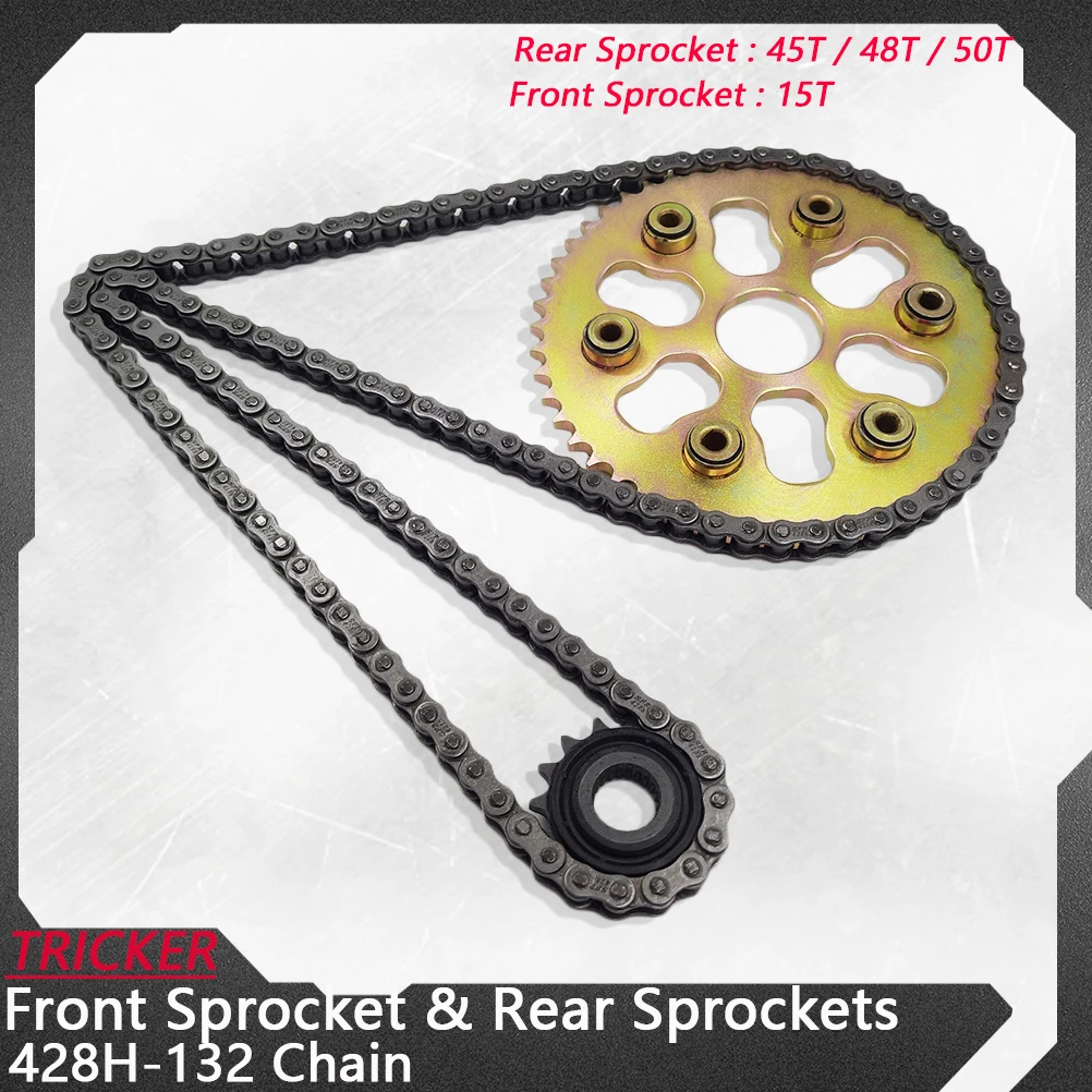 For YAMAHA TRICKER XG250 Motorcycle Front Rear Sprockets 428-45T 48T 50T 15T Wheel Driven Chain Plate Transmission Gear Magician