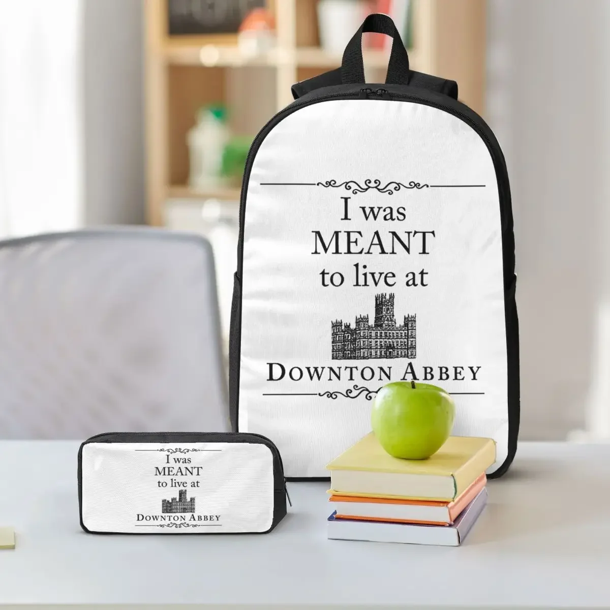 I Was Meant To Live At Downton Abbey Backpack BookBag School Bag Laptop Shoulder Bags 3ps Insulated Lunch Bag Pencil Case