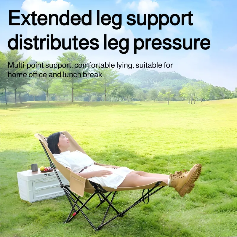 Outdoor Adjustable Folding Chair Portable Camping Chair Can Sit or Lie Down 2-in-1 Lunch Break Recliner with Backrest for Beach image 3