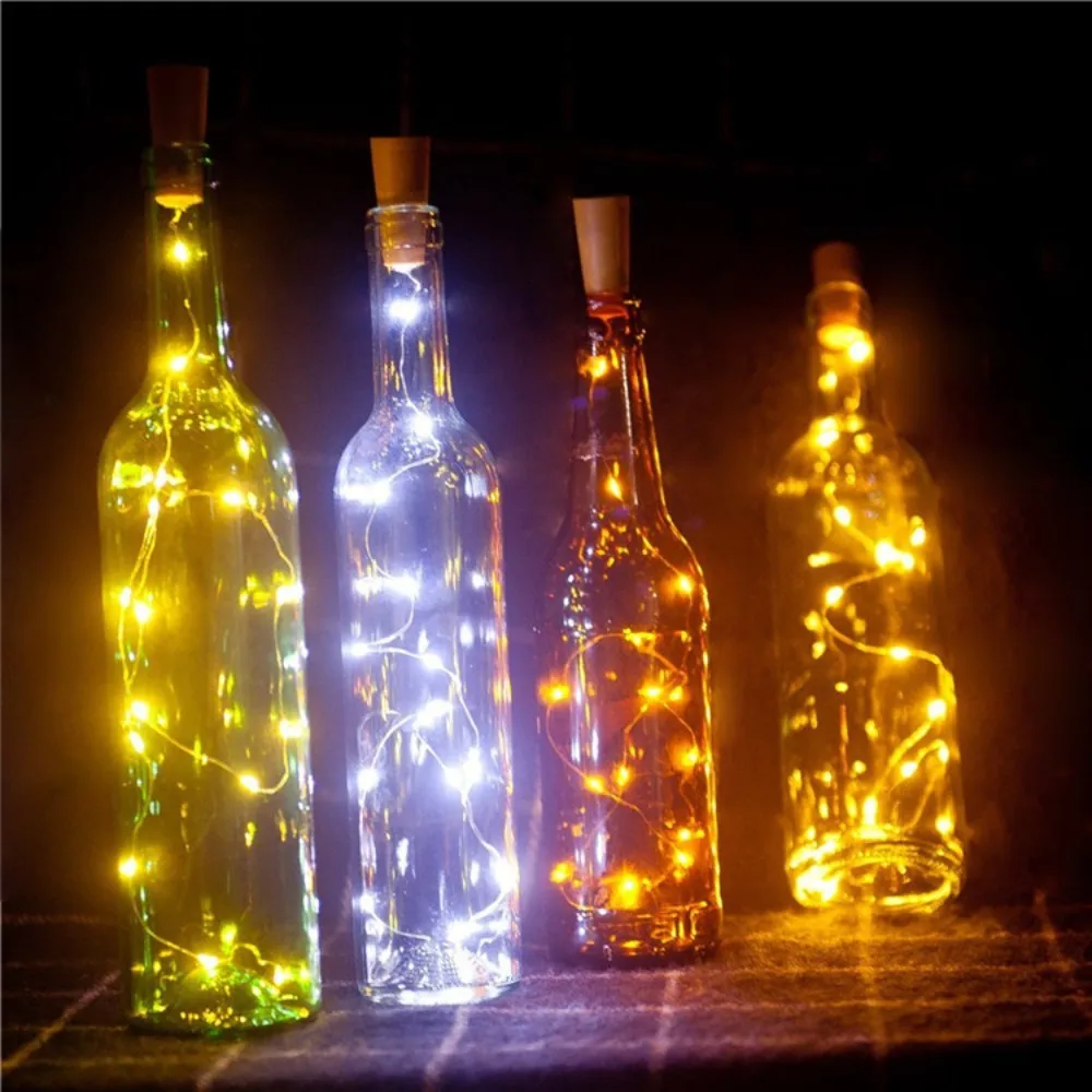 Guirlande lumineuse pour bouteille de vin avec liège, 20 pièces, lumières féeriques, pour fête de noël, décoration de Bar, mariage