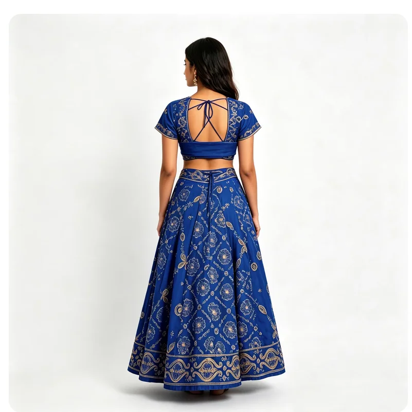 Indian sequin embroidery performance dance costume big swing skirt three piece set