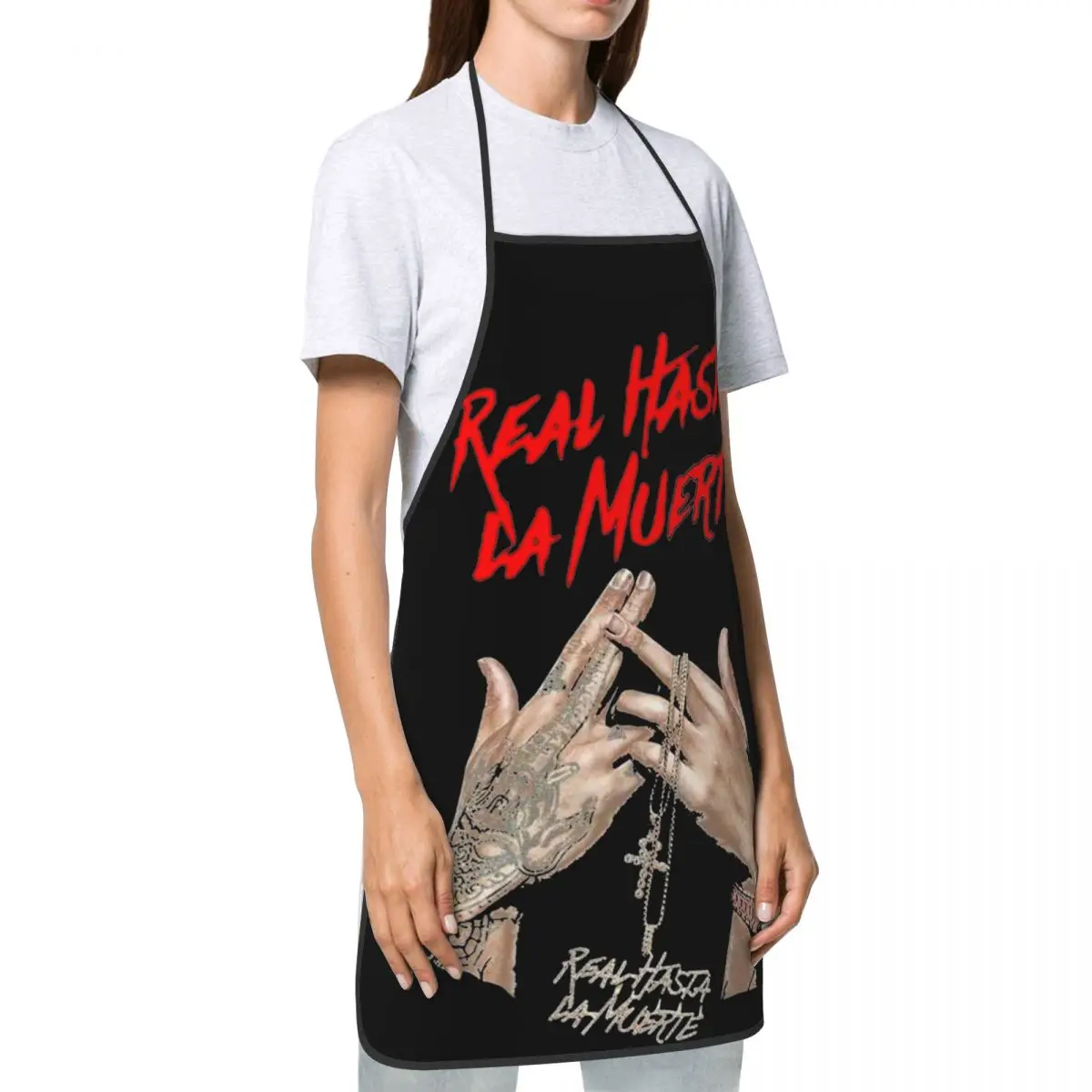 Adjustable Tie Chef Apron Waterdrop Resistant Rapper Cooking BBQ Grilling Aprons for Women Men Chef