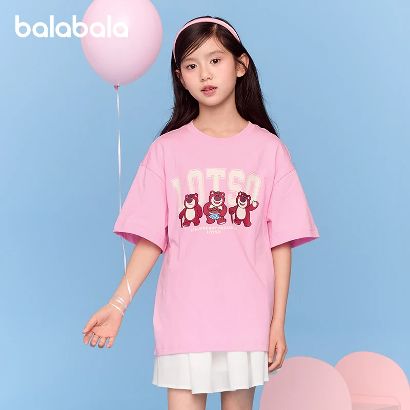

Balabala Disney IP Kids Short Sleeve T-Shirt 2025 New Boys Girls Summer Matching Family Top