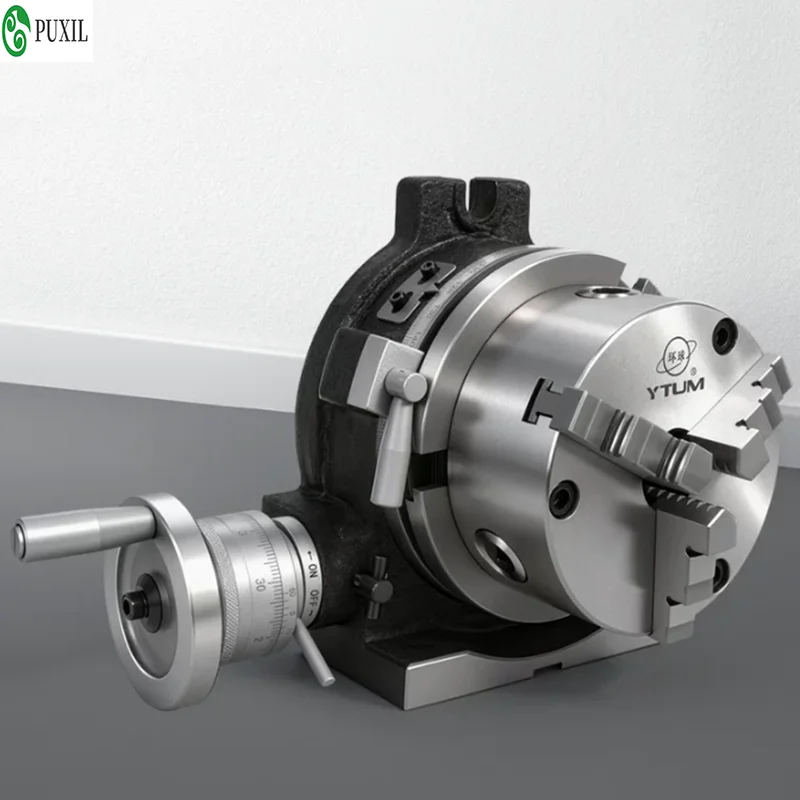 4 Inches Rotary Table Indexing Head with Universal 3-Jaw Chuck for Vertical And Horizontal Metalworking Operations