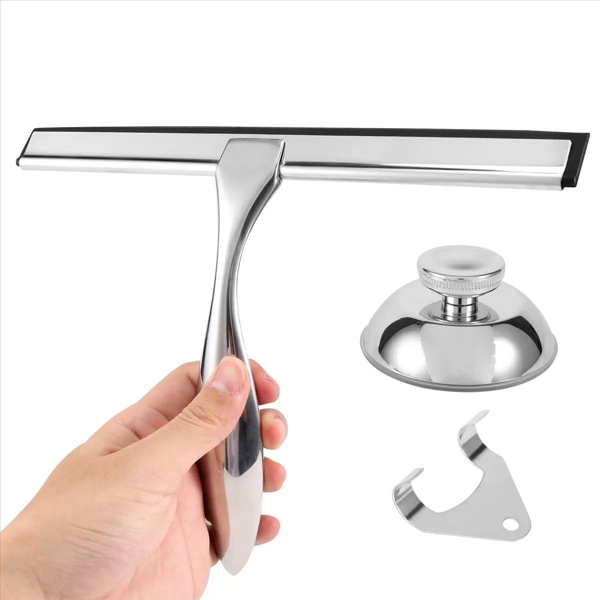 newA10R Premium Stainless Steel Squeegee for Shower Doors, Bathroom, Window and Car Glass, All-Purpose Cleaning Glass Wiper