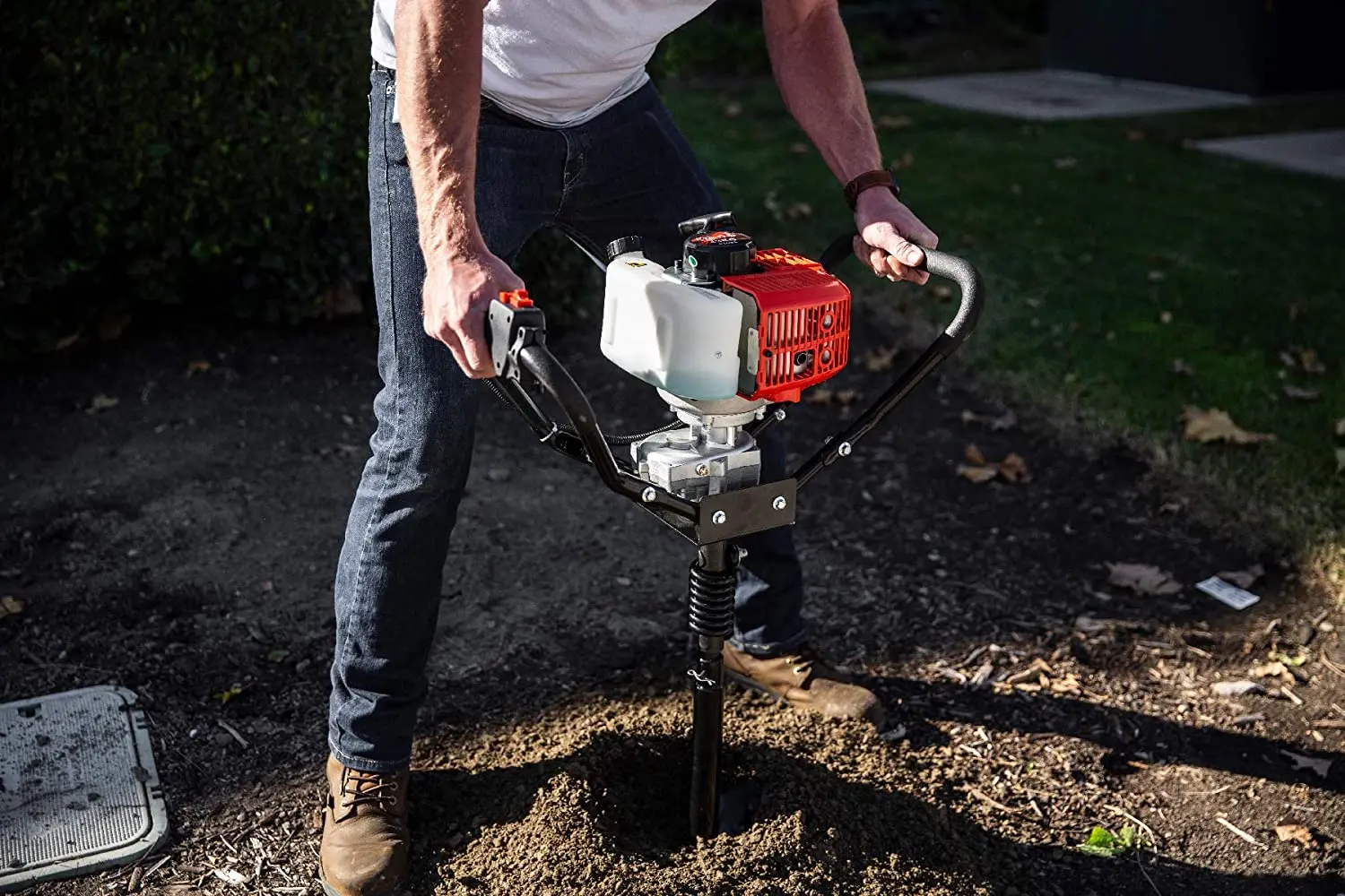 Excavadora de postes de Gas de 43cc y 52cc, barrena de un hombre, orificio de poste, valla de excavación, árbol de tierra con Kit de puntas de 8 pulgadas