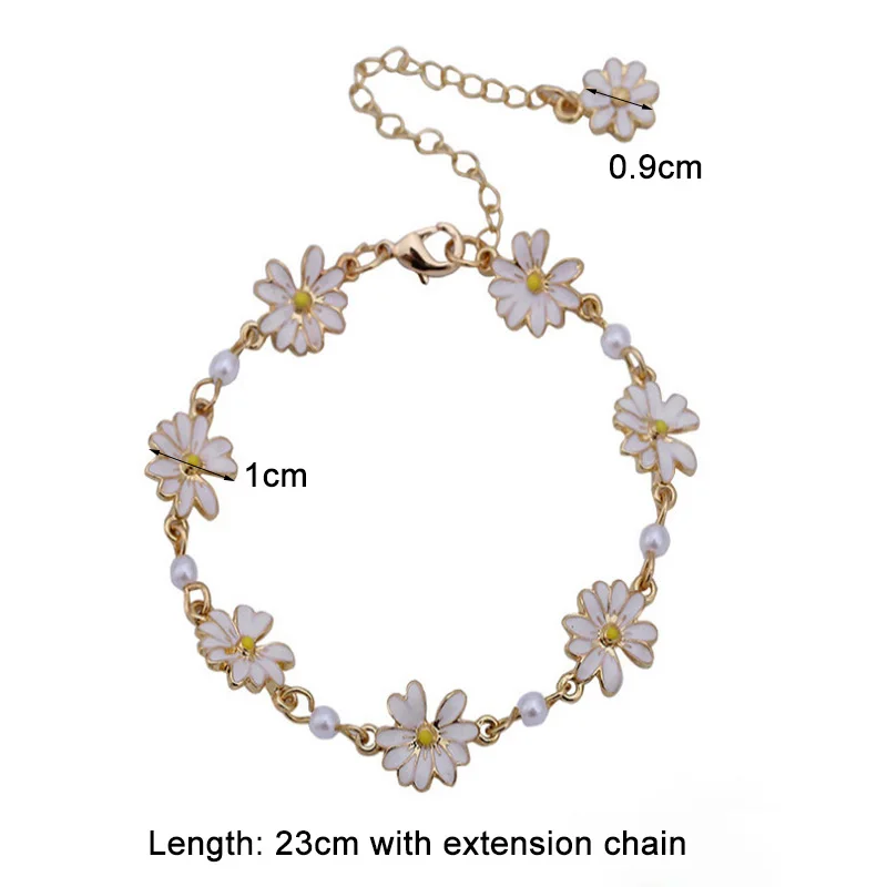 Braccialetti di perle bianche margherita per donna braccialetto di fiori dolci dichiarazione di moda gioielli a mano accessori estivi coreani regali