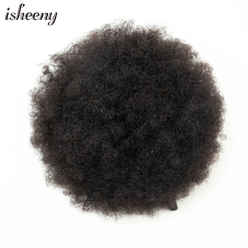 Afro perwersyjne kręcone kucyk bułeczki Chignon doczepy z ludzkich włosów Afro Puff sznurek kręcone kucyk Remy ludzkie włosy dla czarnych kobiet