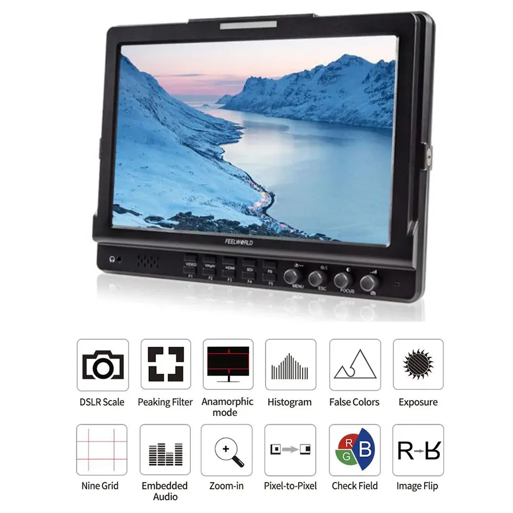 Feelworld Fw1018spv1 10.1 "Camera Veld Monitor Ips 3G-Sdi Hdmi Full Hd 1920X1200 Lcd Monitor Voor Video Dslr Stablizer Gimbal