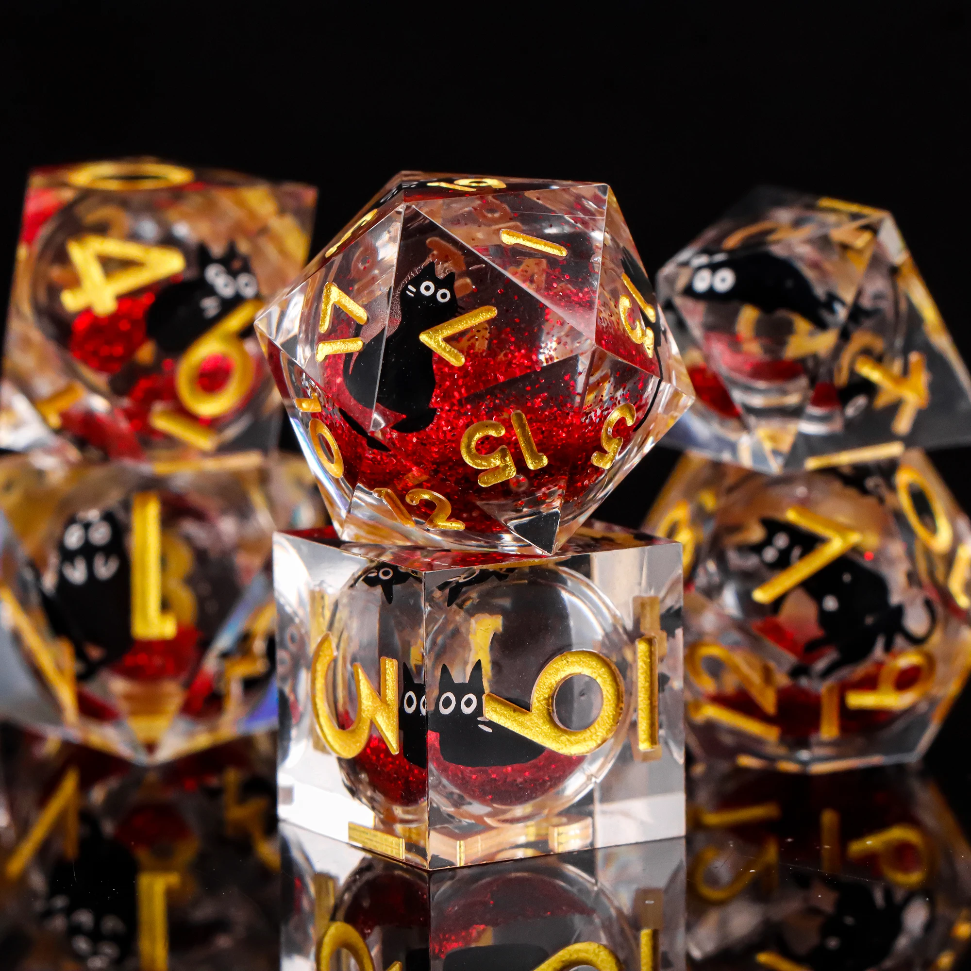 

Liquid Sharp Edge DND Cat Dice, полный набор жидких кубиков D&D для набора многогранных кубиков Dungeons and Dragon d and d Dice