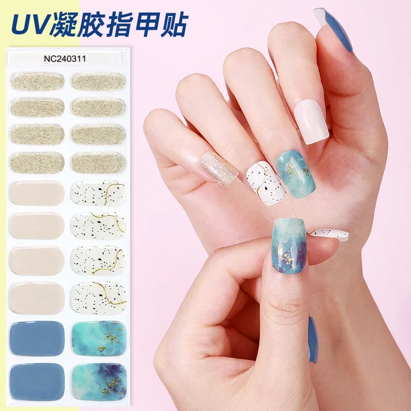 Semi cura Gel Nail Sticker, Dia das Bruxas, Aranha, Teia, Abóbora, Lâmpada UV, Cura, Impermeável, Cobertura Completa de Douramento, Decoração de Unhas