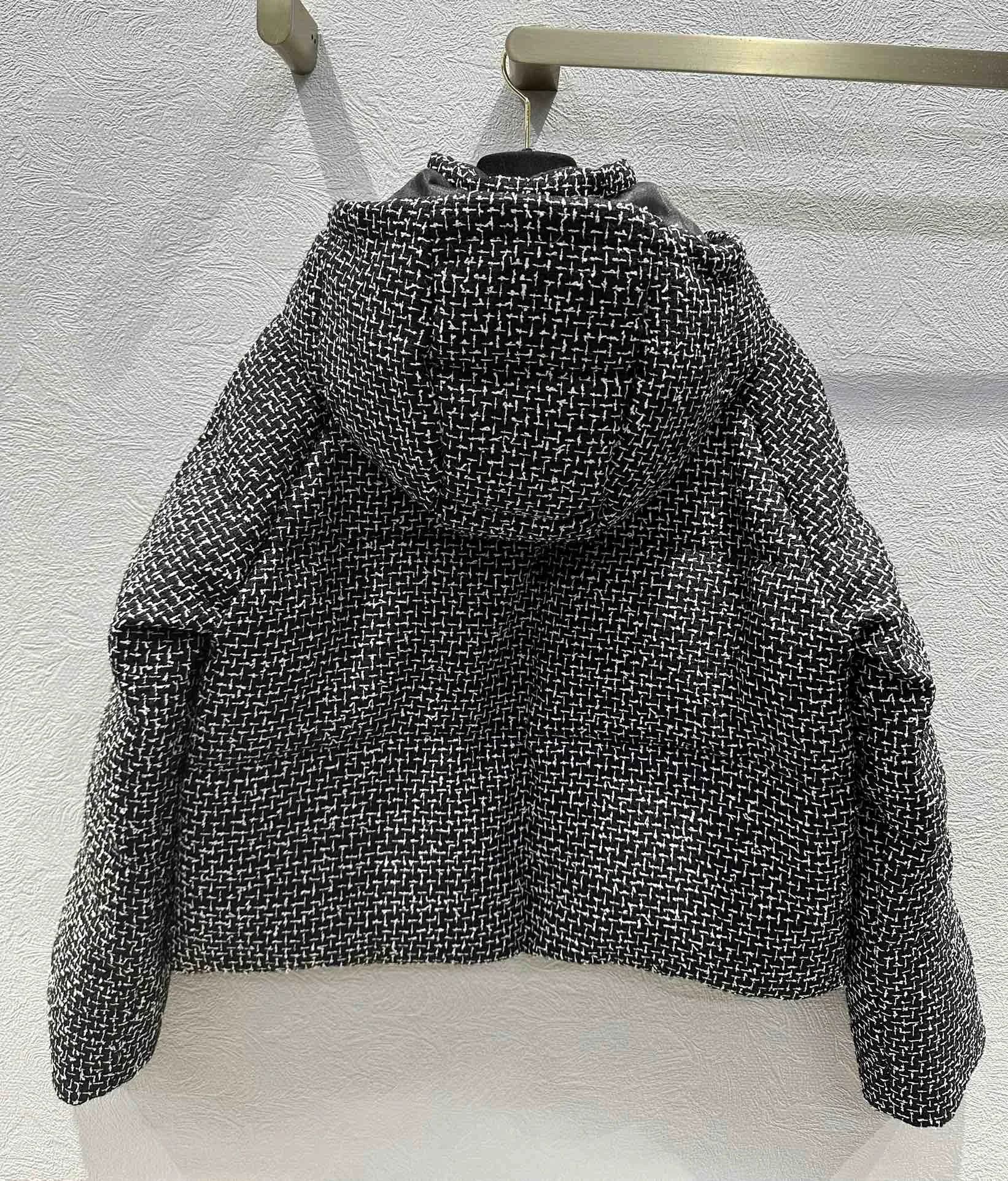 2024แฟชั่นฤดูหนาวใหม่ผู้หญิงClothingHooded Tweed Down Jacket Coat 1019