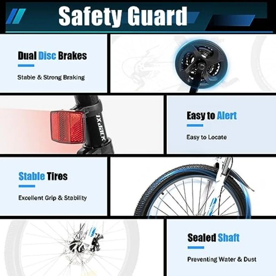 성인용 26인치 접이식 시티 바이크, 21단 기어 시스템, 높이 조절 가능 디자인, 도시 통근, 캠핑, 도로에 이상적