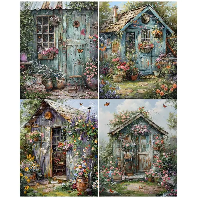 

GATYZTORY Painting By Number Landscape Kits Handpainted 40x50cm Picture By Number Wooden Cabin On Canvas Home Decoration DIY Gif