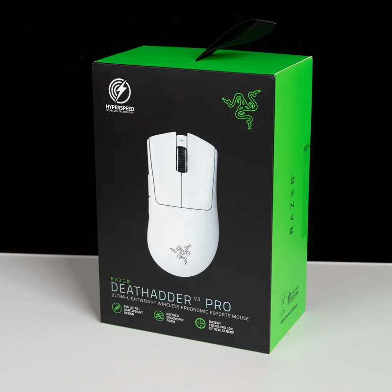 Razer-DeathAdder V3 Pro 무선 게임용 마우스, 64g 초경량, 포커스 프로 30K 광학 센서, 고속 광학 스위치 Gen-3