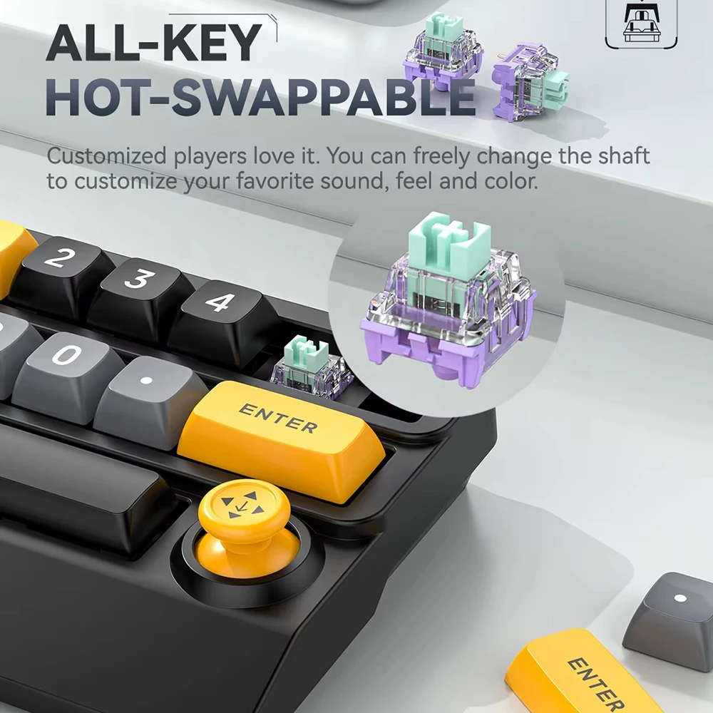 لوحة مفاتيح ميكانيكية لاسلكية BT 15 مفتاح قابلة للبرمجة، لوحة مفاتيح ألعاب قابلة للتبديل السريع، مقبض هزاز، لوحة مفاتيح ماكرو سلكية بإضاءة خلفية RGB #4