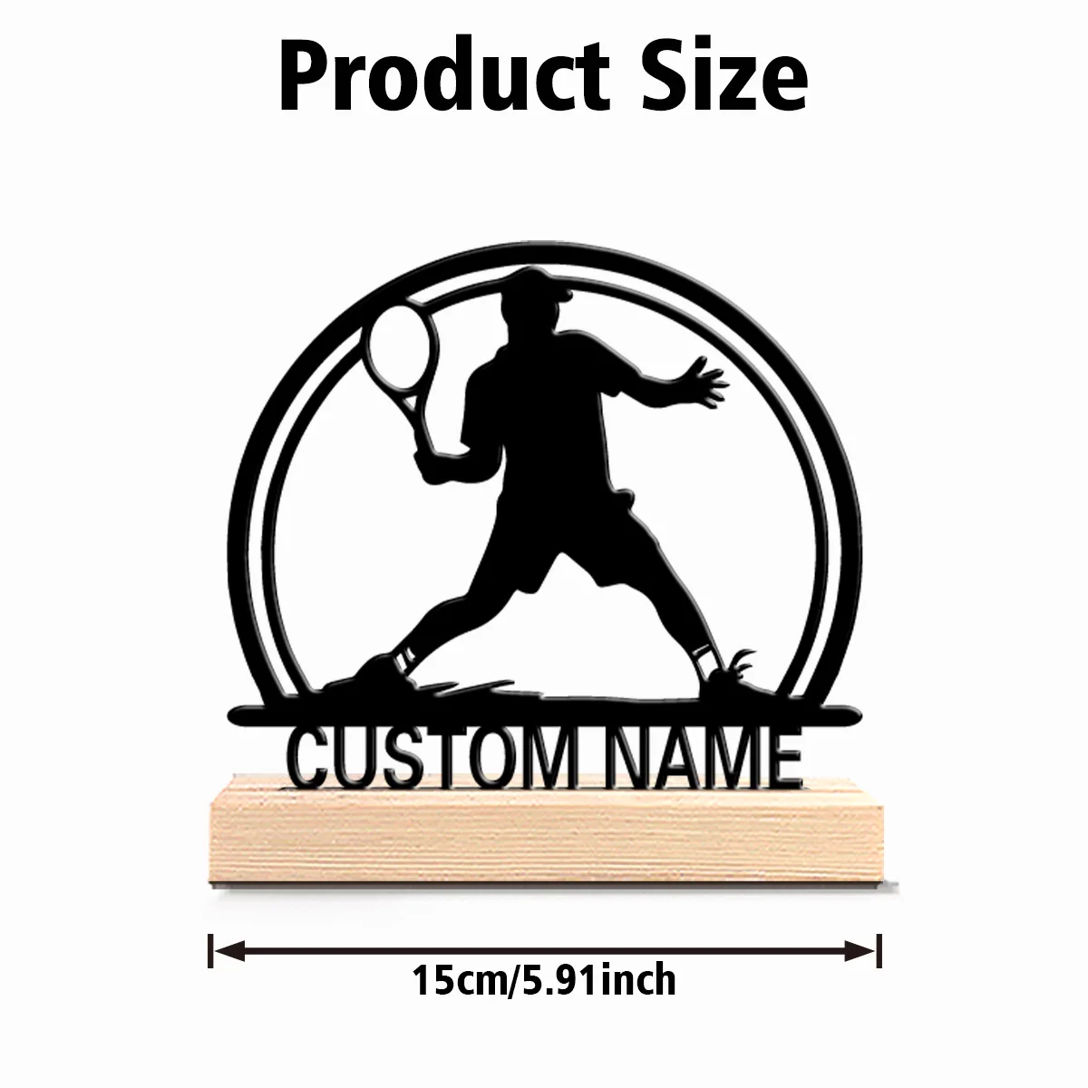 1pc Fashion Personalized Custom Tennis player Metal Statues With Wooden Base Tabletop Decoration Sports Enthusiast Gift With Woo