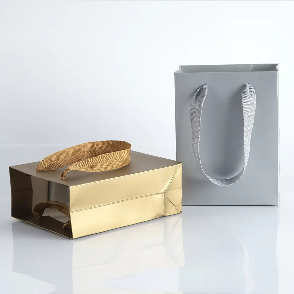 100PCS Personalized Logo Paper Tote Bag Kraft Crafts Wax Wedding Shopping Food Storage Gift Packaging Paper Bag with Handles