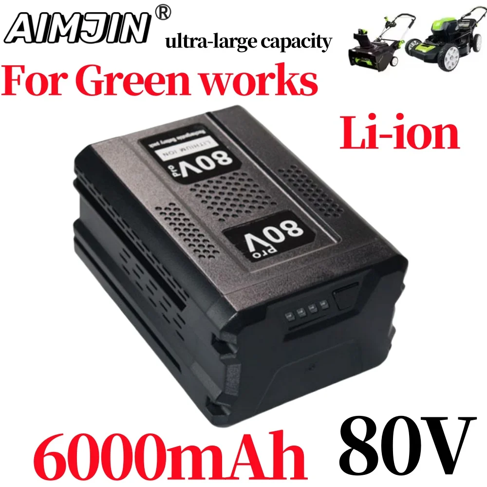 

80V 6000mAh Max Replacement Battery For Greenworks Lithium Ion GBA80200 GBA80400 GBA80500 2901307 2902407 Cordless Power Tool