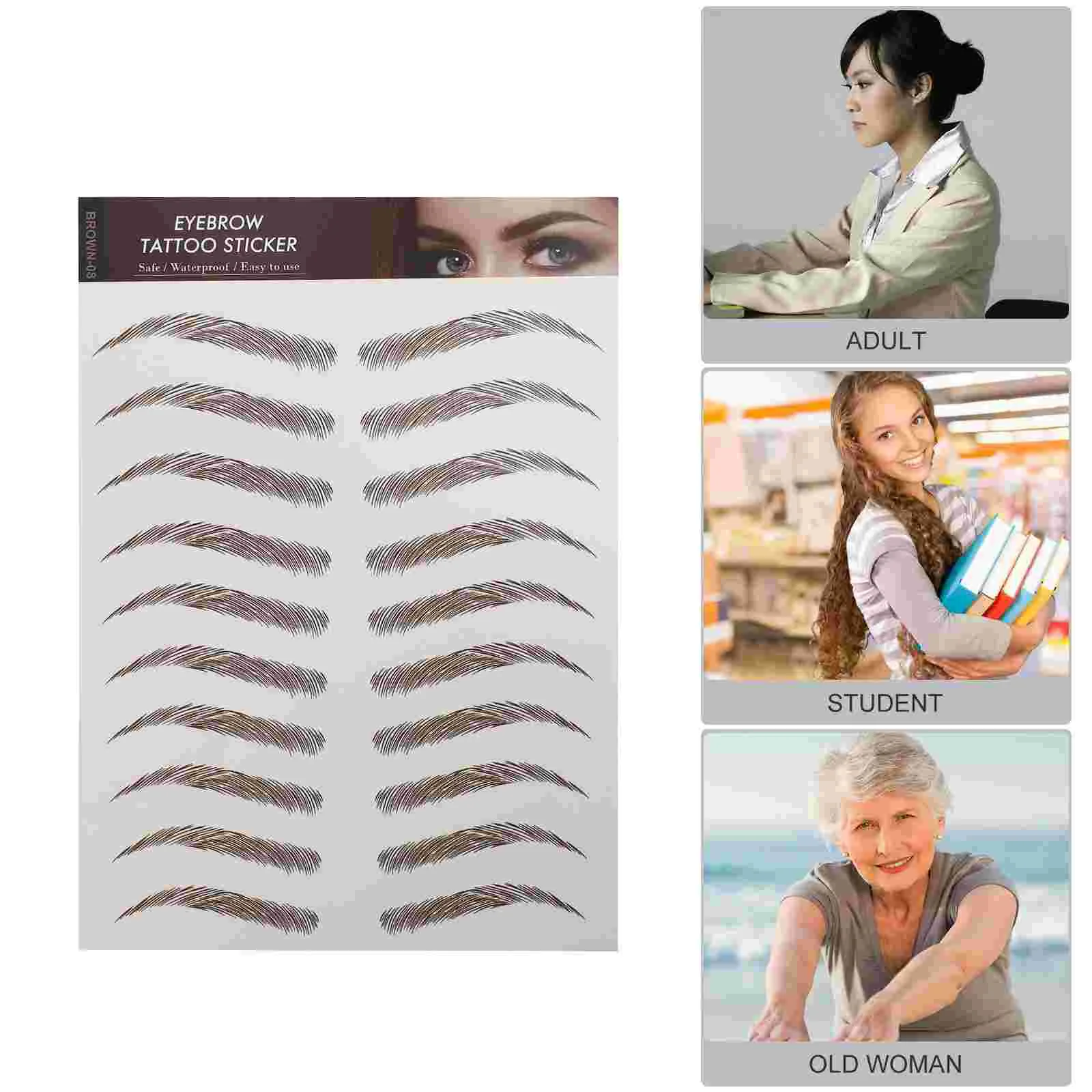 9 Sheets Stickers Waterproof Eyebrow Makeup Tool Imitation Stencils Temporary Tattoos Artificial Brown