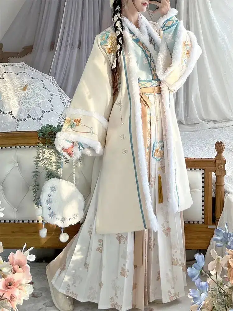 Vestido Hanfu chino para mujer, disfraz de Cosplay antiguo tradicional de otoño e invierno, vestido Hanfu, ropa de la dinastía Song