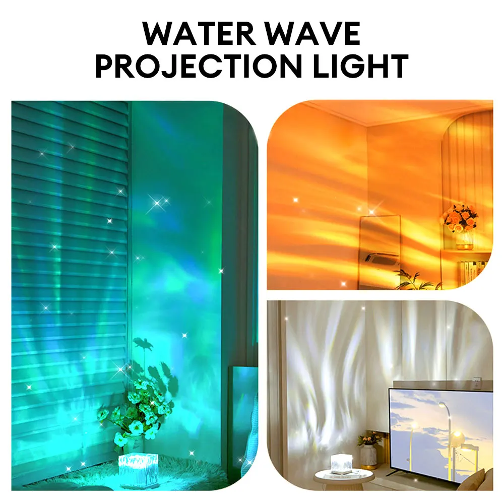 Imagem -06 - Dynamic Aurora Northern Lights Water Ripple Projector Luz Noturna 17 Cores Lâmpada de Cristal para Sala de Estar Estudo Quarto Presente