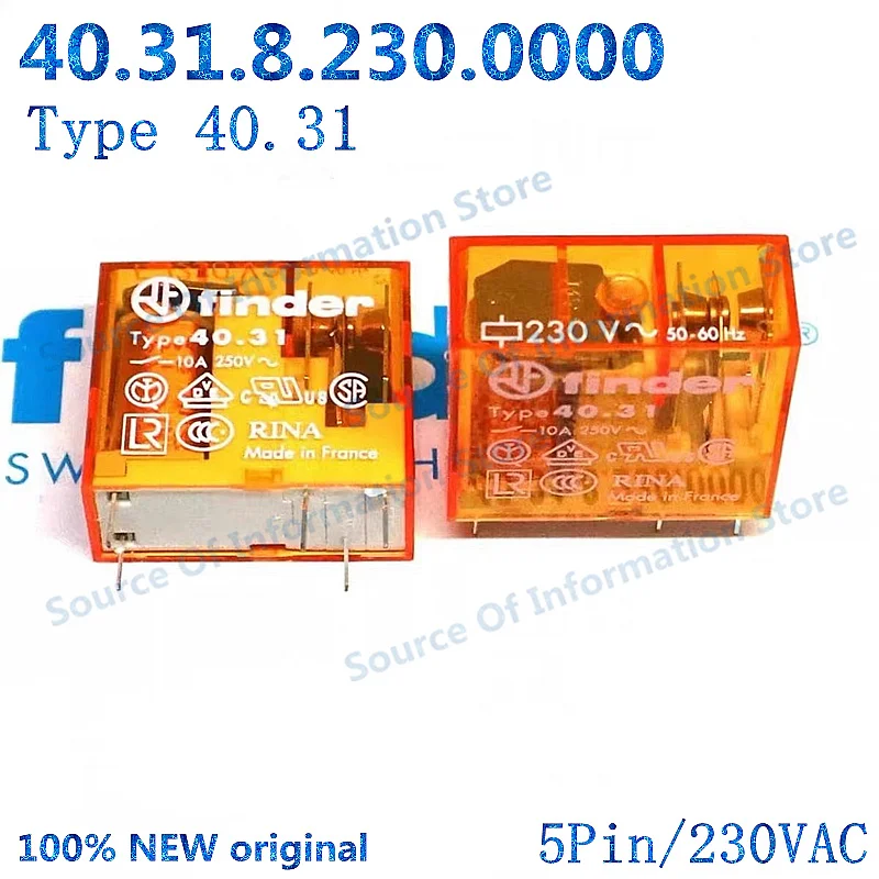 5Pcs , 40.31.8.230.0000, Finder Relay Type, 40.31, 230VAC, 5Pin, 100% New Original