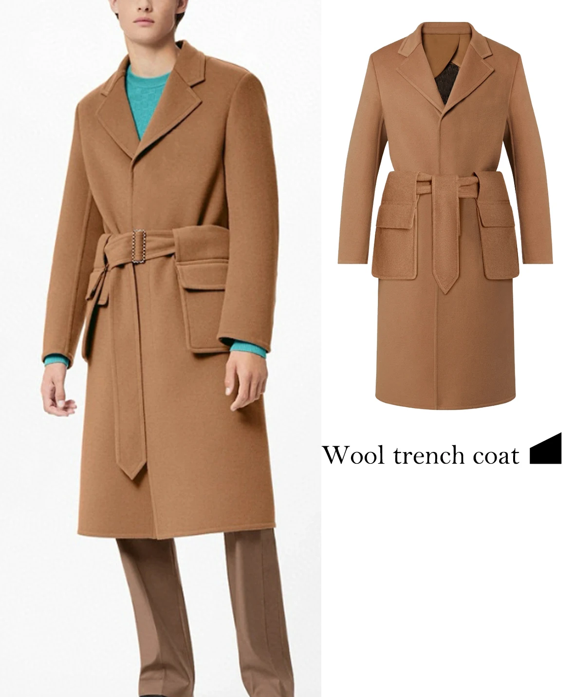 

FWRD Brown Wool Trench Coat Stylish Warm Outerwear Fashionable Autumn And Winter Long Wool Coat #FWRD0030