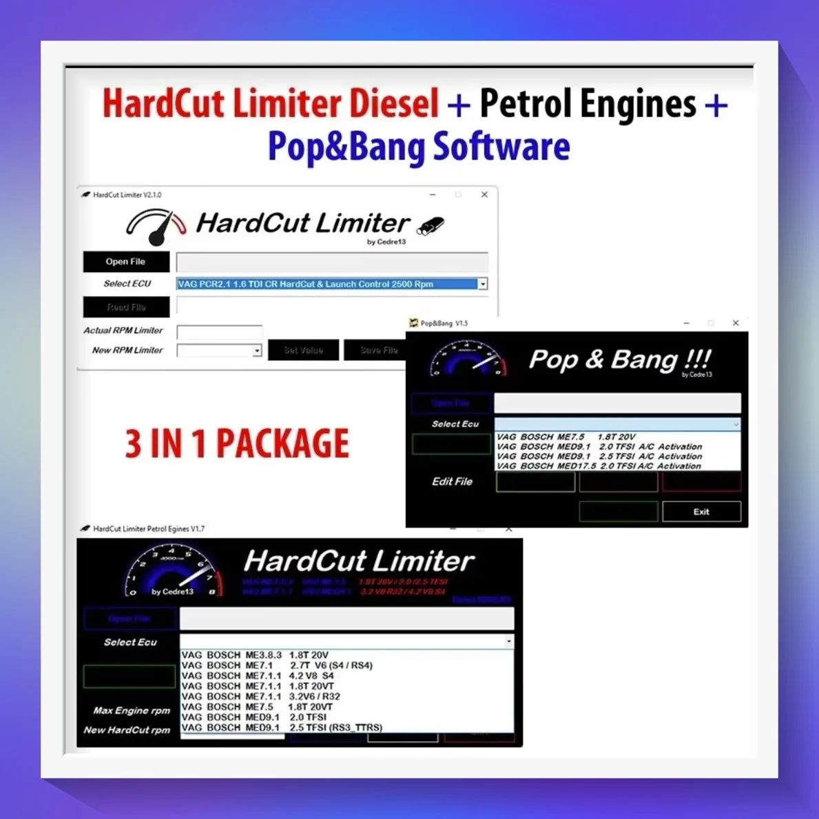 Newest HardCut Limiter Diesel + Petrol Engines + Pop and Bang Software 3 IN 1 PACKAGE