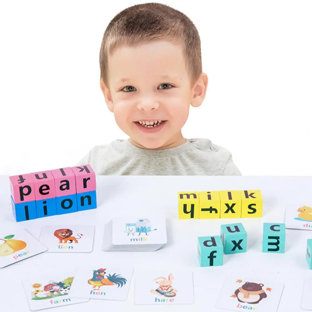 Interesting Building Blocks Simple Operation Anti-deformed Easy to Grip Letter Spelling Puzzle for Kindergarten