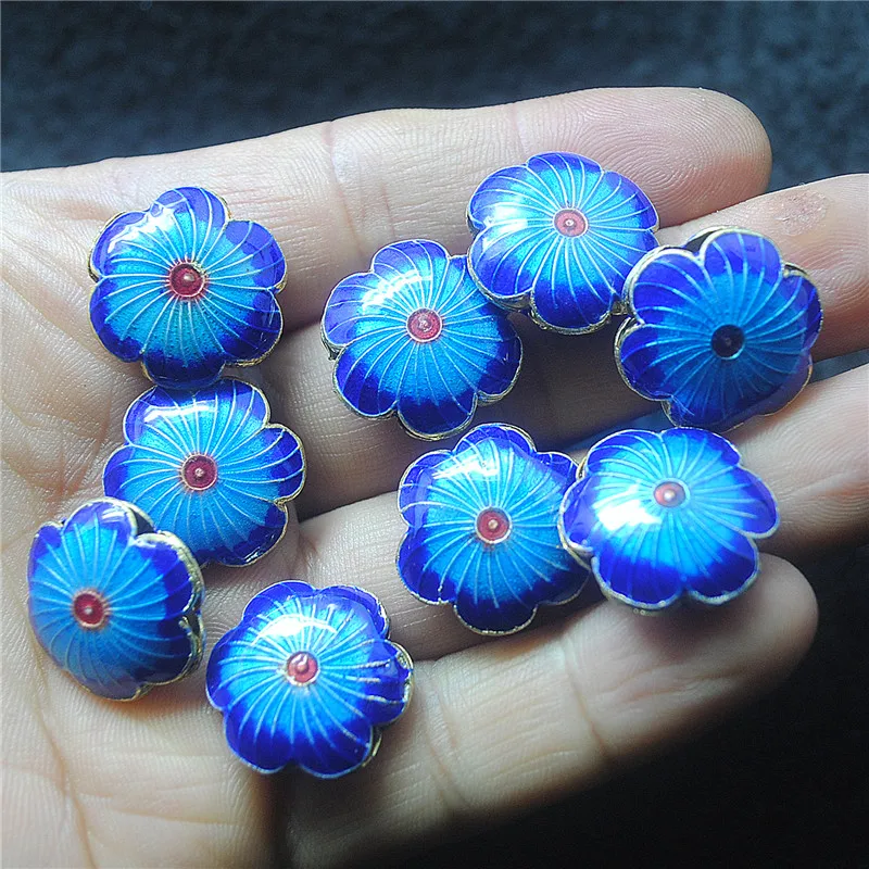 10PCS Hot Cloisonne Matching Beads Blue Colors Hollow Inside 20MM For Fashion Womens Bracelets Making Accessories Good For Your