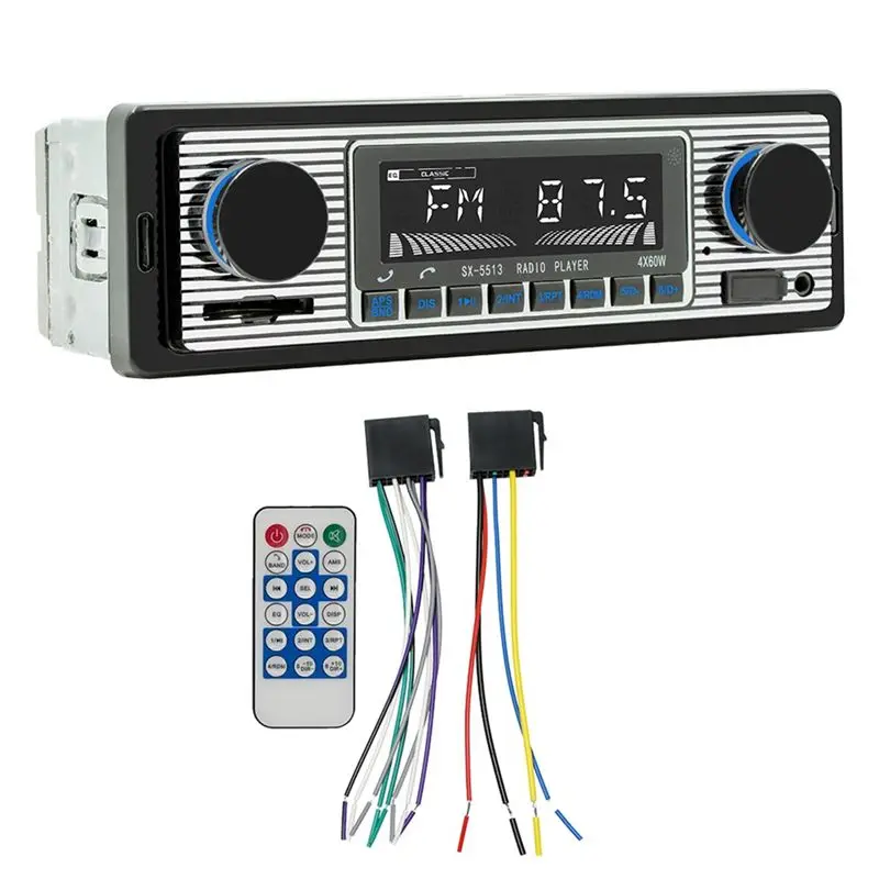 

A96E-4-Channel 60W Bluetooth Car Radio Plastic Plug-In U Disk Car Radio With Wiring Protection Function For Car