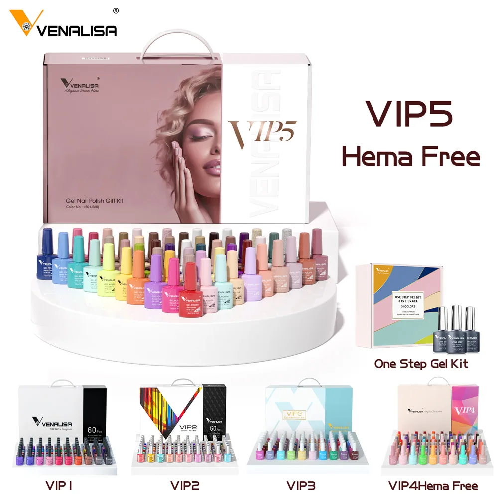 

VENALISA VIP5 Kit Nail Gel Polish HEMA FREE Full Coverage 36/60 Color Gel Pigment Professional Nail Art Long-lasting Gel Varnish