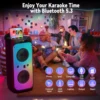 FanFun 500W 大型 Bluetooth スピーカー、LED パーティーライト付きワイヤレススピーカー、マイク 2 個付きカラオケマシン、カラオケスピーカー 2